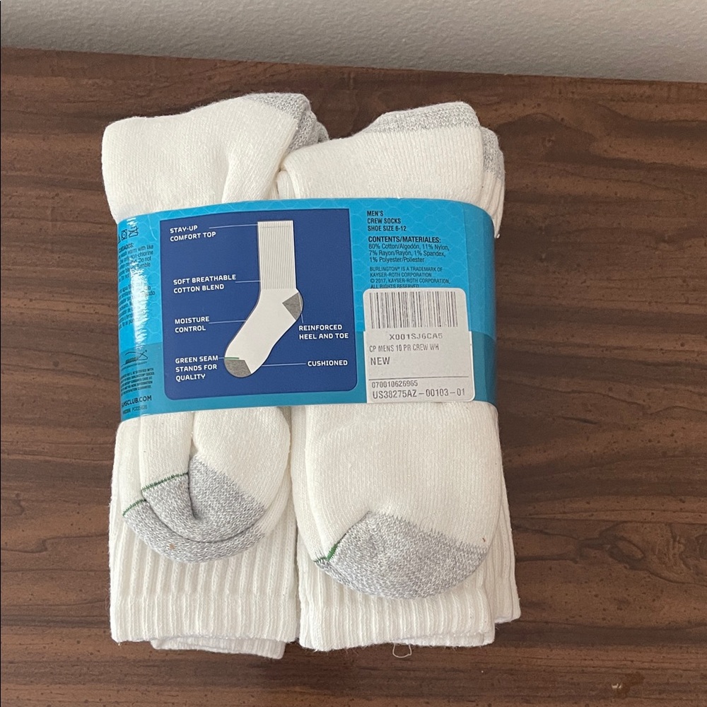 Men's Crew Socks - White and Gray - Picture 3 of 3